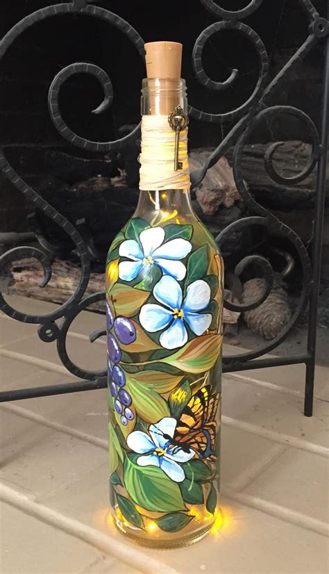 Lighted Wine Bottle Patio Decor Home Decor T For Her Etsy In