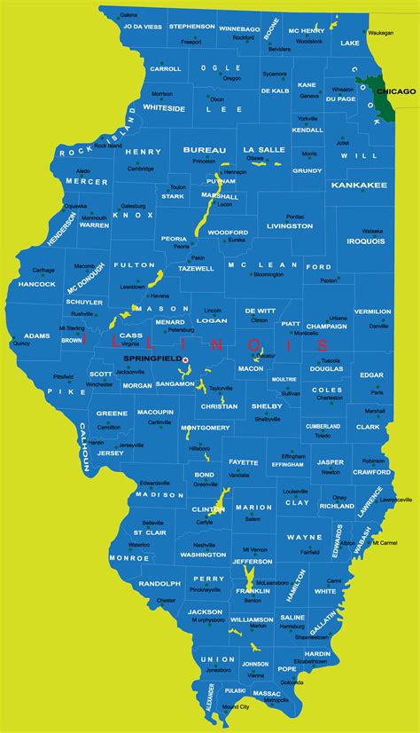 large detailed roads  highways map  illinois state   cities