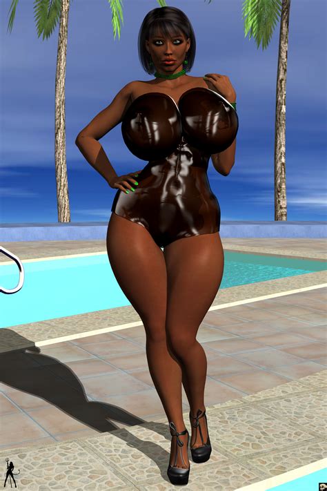 rule 34 1girls 3d bare shoulders big breasts black hair bodysuit busty cleavage curvy dark