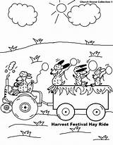 Coloring Hay Fall Festival Pages Harvest Ride Church Printable Colouring Kids Sheets Sunday School Thanksgiving Tractor Color Churchhousecollection Sheep Getcolorings sketch template