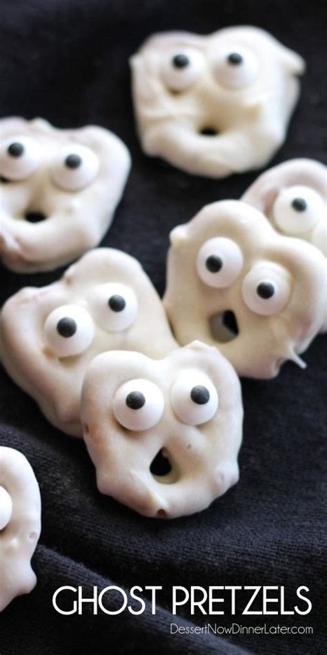ghost pretzels white chocolate dipped pretzels    ghosts  candy eyes