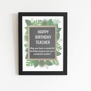 printable birthday card  teacher teacher birthday card etsy