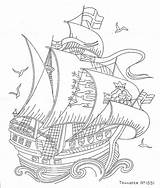 Coloring Ship Vintage Flickr Pages Drawing Embroidery Galleon 1551 Christmas Colouring Explore Boat Choose Board sketch template