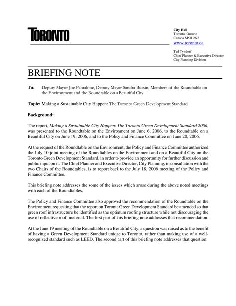 briefing note examples