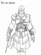Creed Assassin Unity Coloring4free Ezio Origins Kenway Dota Auditore sketch template