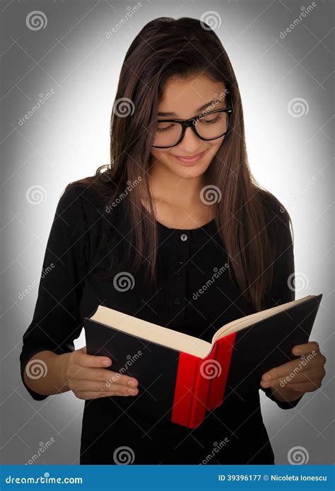 Girl With Glasses Reading A Book Stock Image Image Of Beautiful