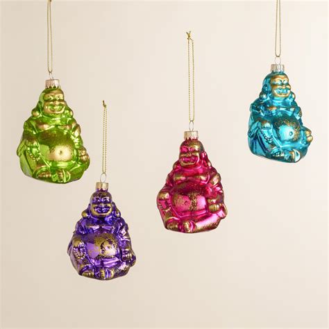 glass happy buddha ornaments set   world market