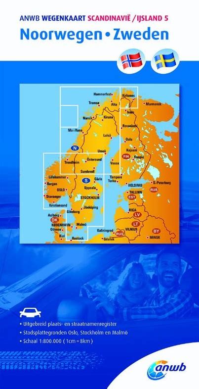 wegenkaart landkaart  noorwegen zweden anwb media  reisboekwinkel de zwerver