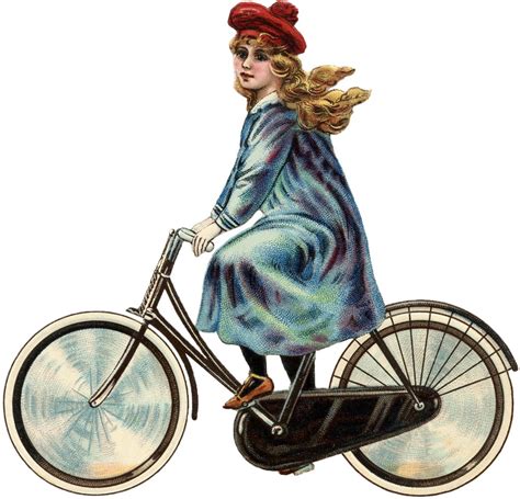 antique bicycle girl image the graphics fairy