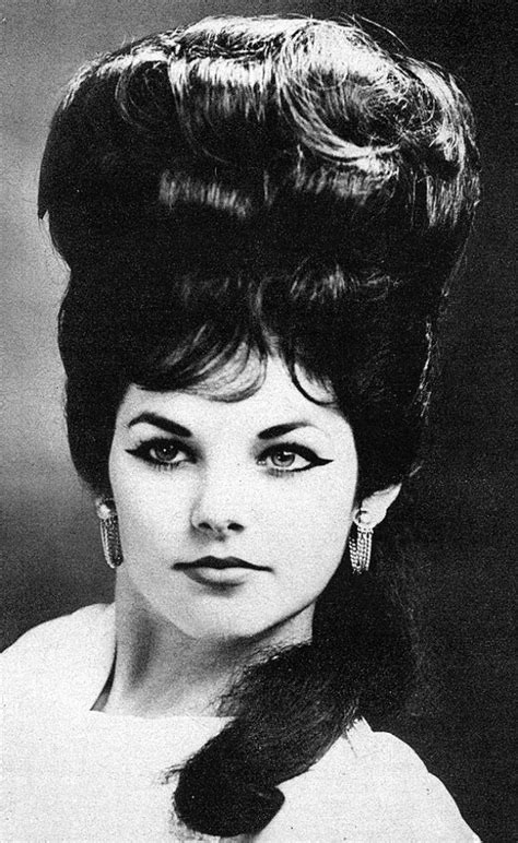 portraits of priscilla presley with her very big hair from the 1960s