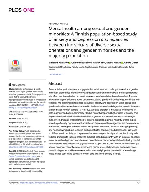 Pdf Mental Health Among Sexual And Gender Minorities A Finnish