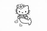 Mermaid Kitty Hello Coloring Template Pages sketch template
