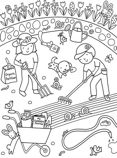 kids gardening coloring pages  colouring pictures  print