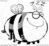 Chubby Outlined Bee Sleeping Clipart Cartoon Thoman Cory Coloring Vector 2021 sketch template