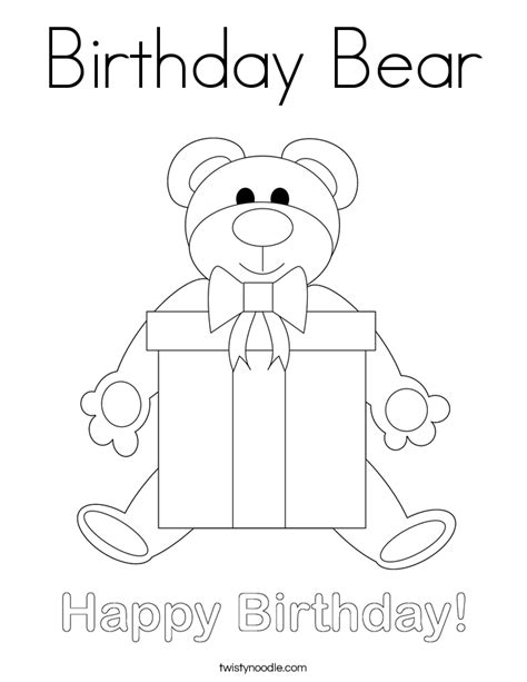 birthday bear coloring page twisty noodle