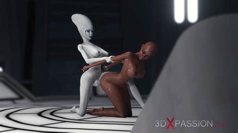3dxpassion sexy sci fi female alien plays with a black girl in the