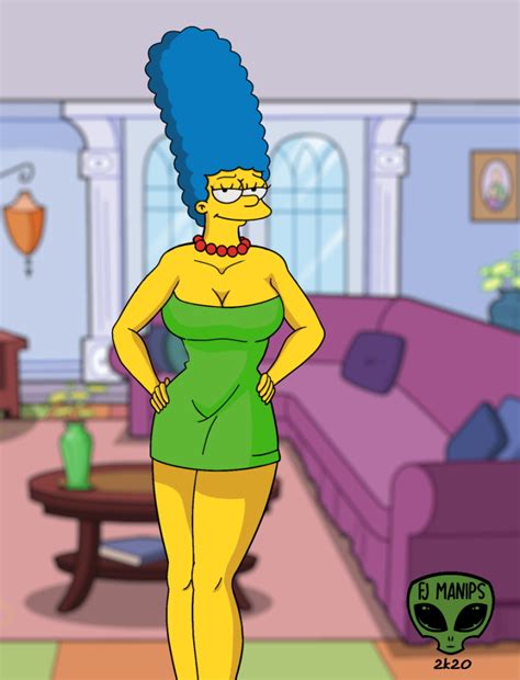 Rule 34 Big Breasts Dress Fjm Marge Simpson Miniskirt Presenting Solo