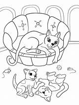 Famiglia Gattini Fumetto Kittens Gatto Natura Cuccioli Aard Boek Moeder Kleurplaten sketch template