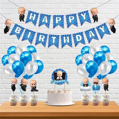 buy festiko boss baby theme birthday decorations  pcs combo set boyskids birthday