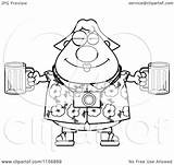 Clipart Plump Tourist Beer Holding Female Cartoon Thoman Cory Outlined Coloring Vector sketch template