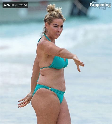 Claire Sweeney Sexy Seen At The Beach Wearing A Hot Blue Bikini In