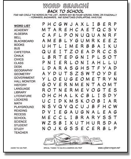 back to school word search have on desk with pencil on