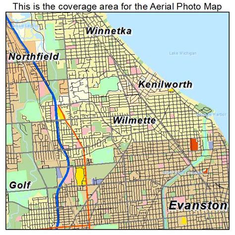 aerial photography map  wilmette il illinois