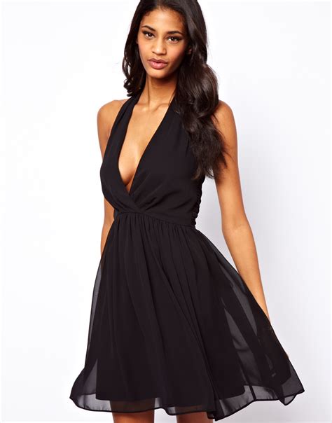 Asos Collection Skater Dress With Sexy Halter Neck In Black Lyst