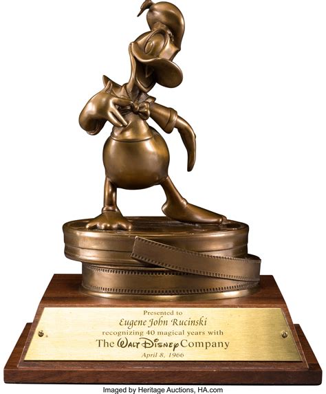 donald duck bronze  year disney service award walt disney lot  heritage auctions