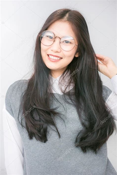 Mooie Aziatische Vrouwen Bril — Stockfoto © Benedixs