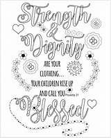 Coloring Adult Mothers Pages Quotes Proverbs 31 Strength Christian Colouring Dignity Etsy Scripture Floral Mandala Quote Mother Card Framed Inspirational sketch template