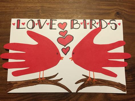 lovebirds handprint birds valentines day  anniversary card