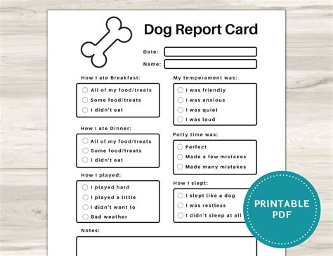 pet report card printable  pet sitter business dog report card dog
