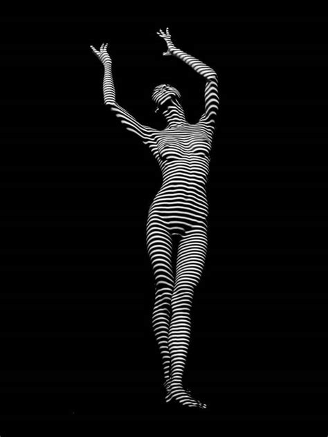 9686 Dja Female Form Arms Up Black White Abstract