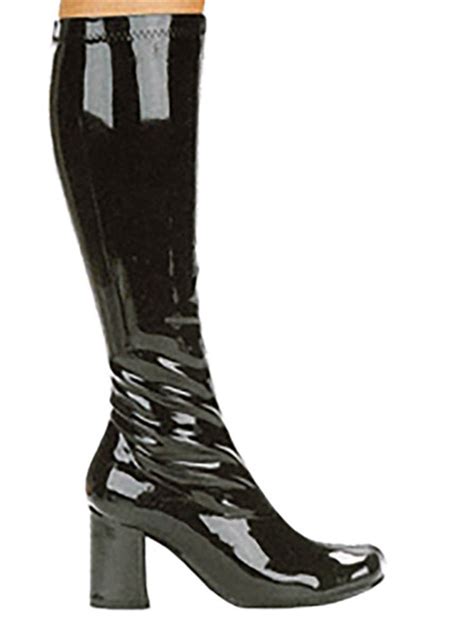 3 Go Go Boots In Black Vinyl Patent Leather