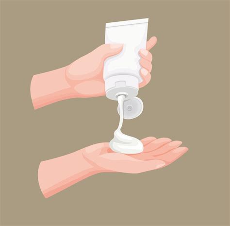 hand squeezing and pouring cream lotion from product pouch packaging in