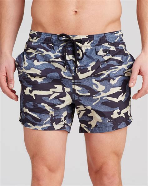 Moncler Camouflage Swim Shorts In Blue For Men Lyst