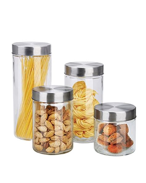 Home Basics™ 4 Piece Glass Canister Set With Stainless Steel Lids