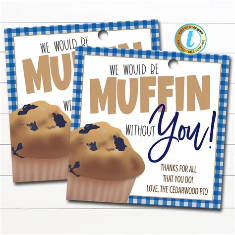 muffin     appreciation week gift tags