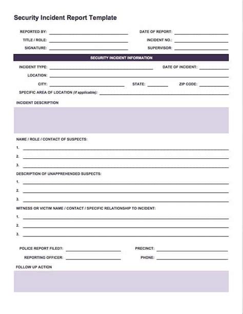 incident report sample security guard master  template document