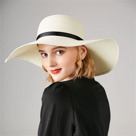 summer straw hat women big wide brim beach hat sun hat foldable sun