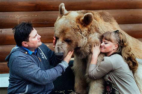 russian couple adopted an orphaned bear 23 years ago and they still live together bored panda
