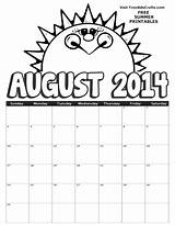 Calendar Coloring Pages Monthly Kids August Printable Calendars Print Color sketch template