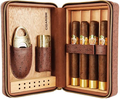 cigarism genuine leather cigar travel case humidor gift set apocalypse guys