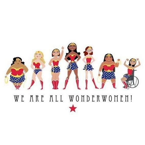 women in wonder costumes with the words we are all wonder women