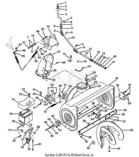 ariens   st hp tec  blower parts diagram  auger impeller battery