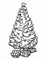 Tree Christmas Coloring Gifts Jpeg sketch template