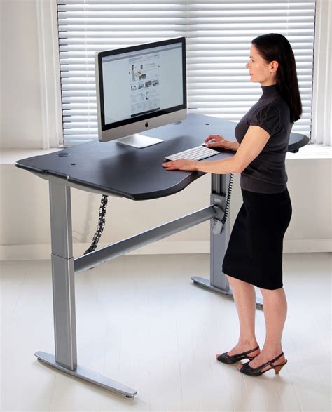 motorized  crank adjustable level standing desk  single surface design biomorph
