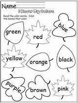 Colors Color Worksheets Fall Worksheet Coloring Kindergarten Leaves Learning Activities Preschool Pre Pages Know Words Year Read Madebyteachers Leaf Students sketch template