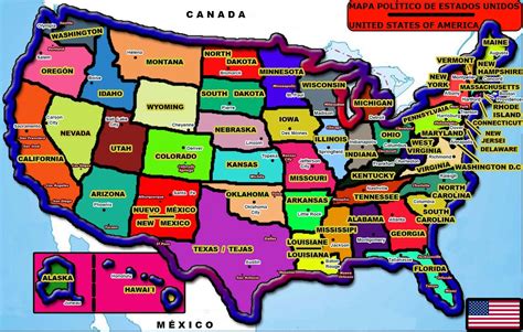 mapa estados unidos  color